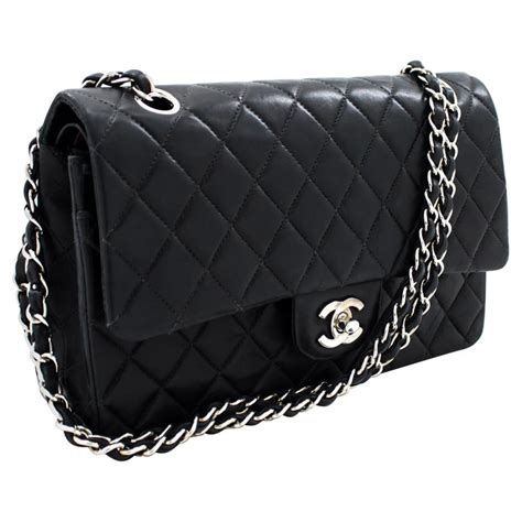 black and silver chanel bag - large black chanel tote bag.